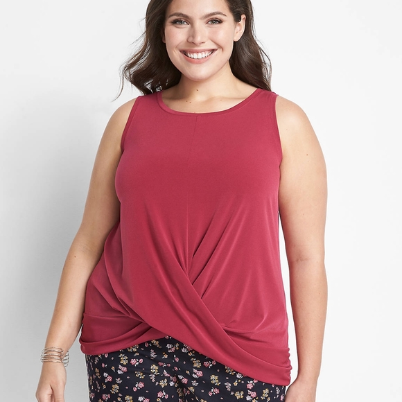 Lane Bryant Womens Plus Size Pink Sleeveless Twist Tank Top Size 22 24 - Picture 2 of 10